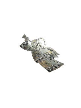 Sterling Silver Angel Blowing A Horn Brooch Signed Mexico (6552)